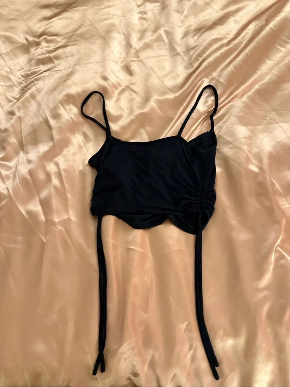 PacSun Black Ruched Tie-Detail Camisole